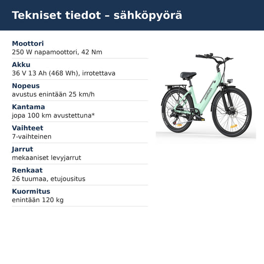 Sähköpyörän tekniset tiedot