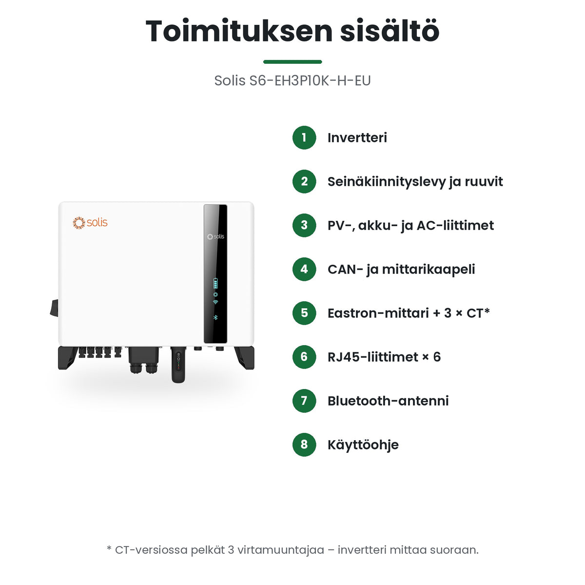 Solis S6-EH3P10K-H-EU toimituksen sisältö