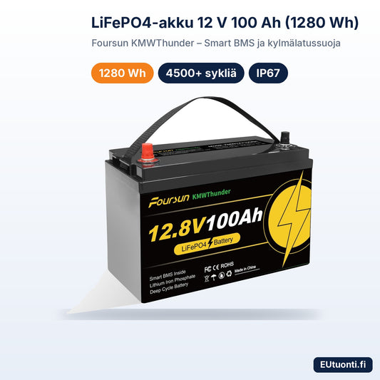 LiFePO4-akku 12 V 100 Ah 1280 Wh Foursun KMWThunder