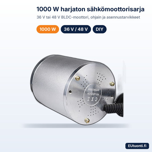 1000 W 36 V / 48 V harjaton sähkömoottori – asennuspaketti