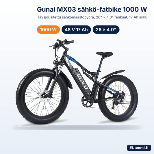 Gunai MX03 sähkö-fatbike 1000 W täysjousitettu