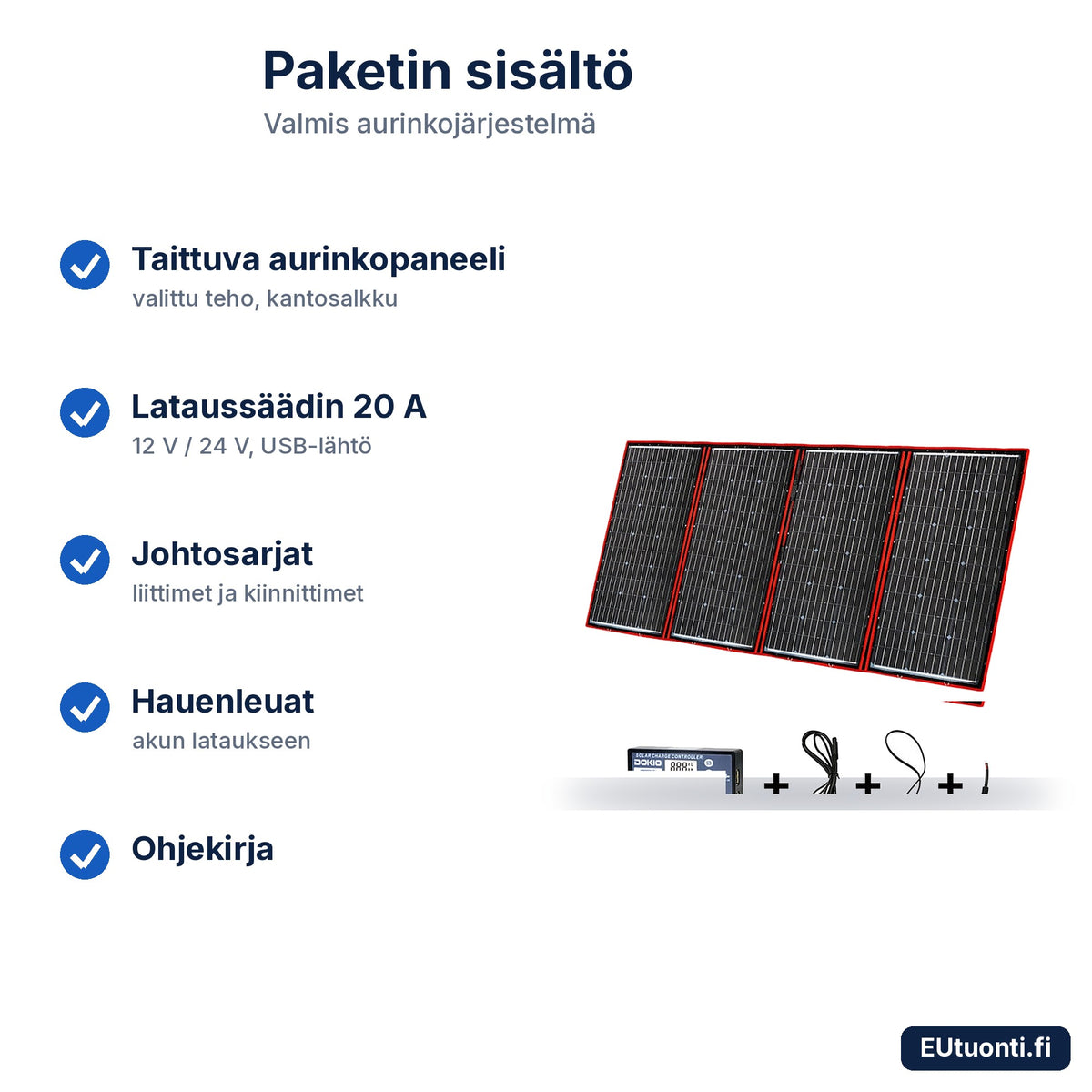 Salkkuaurinkopaneelijärjestelmän sisältö
