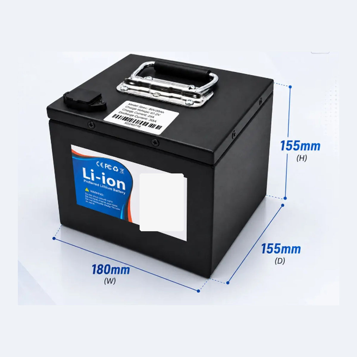 60 V 20 Ah akun mitat 180 × 155 × 155 mm