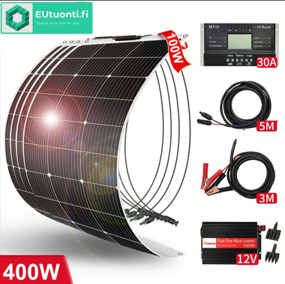 Taipuisa Aurinkopaneelijärjestelmä 100W/200W/400W Säätimellä