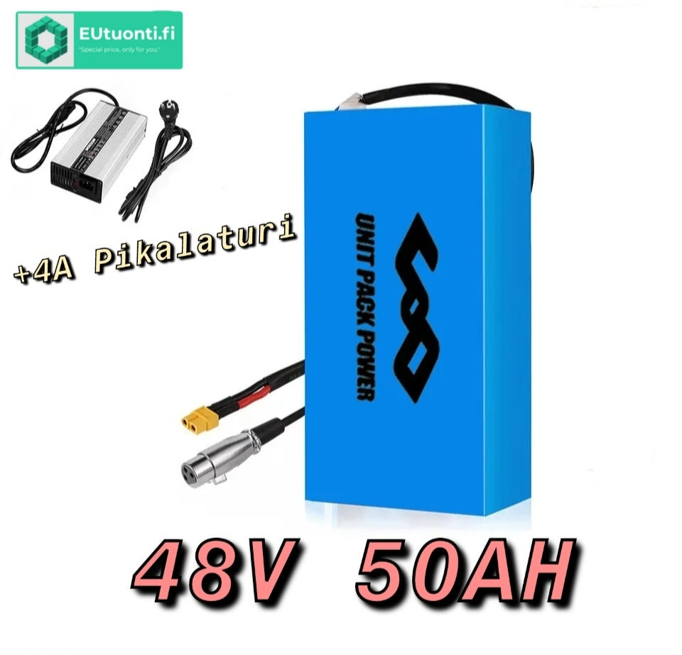 48V 50Ah Li-ion Akku (2400Wh) + 4A Pikalaturi
