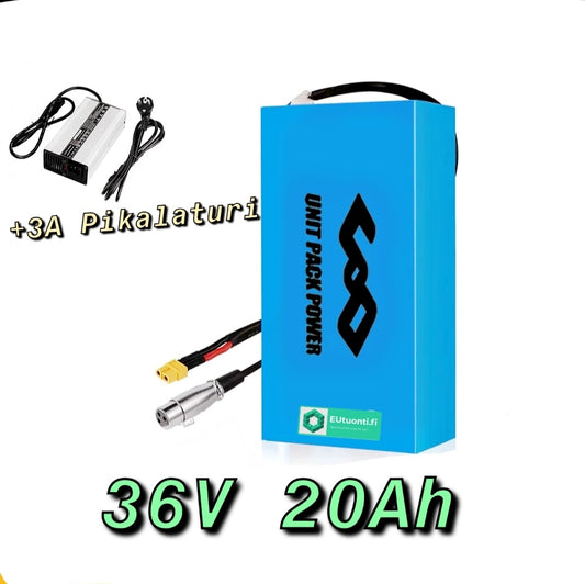 36V 20Ah Li-ion Akku (720Wh) + 3A Pikalaturi