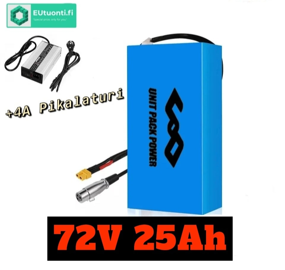 72V 25Ah Li-ion Akku (1800Wh) + 4A Pikalaturi