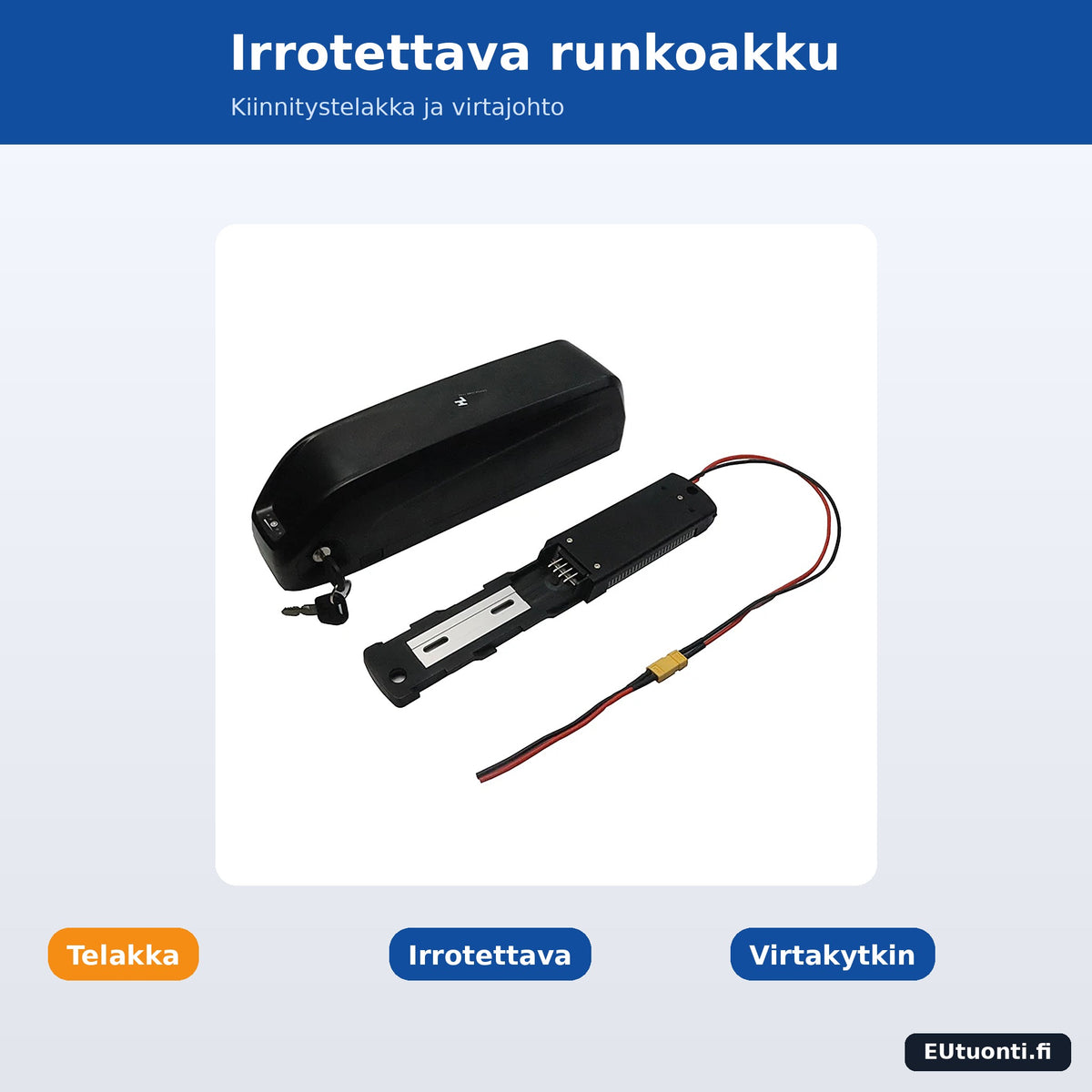 Irrotettava runkoakku ja kiinnitystelakka