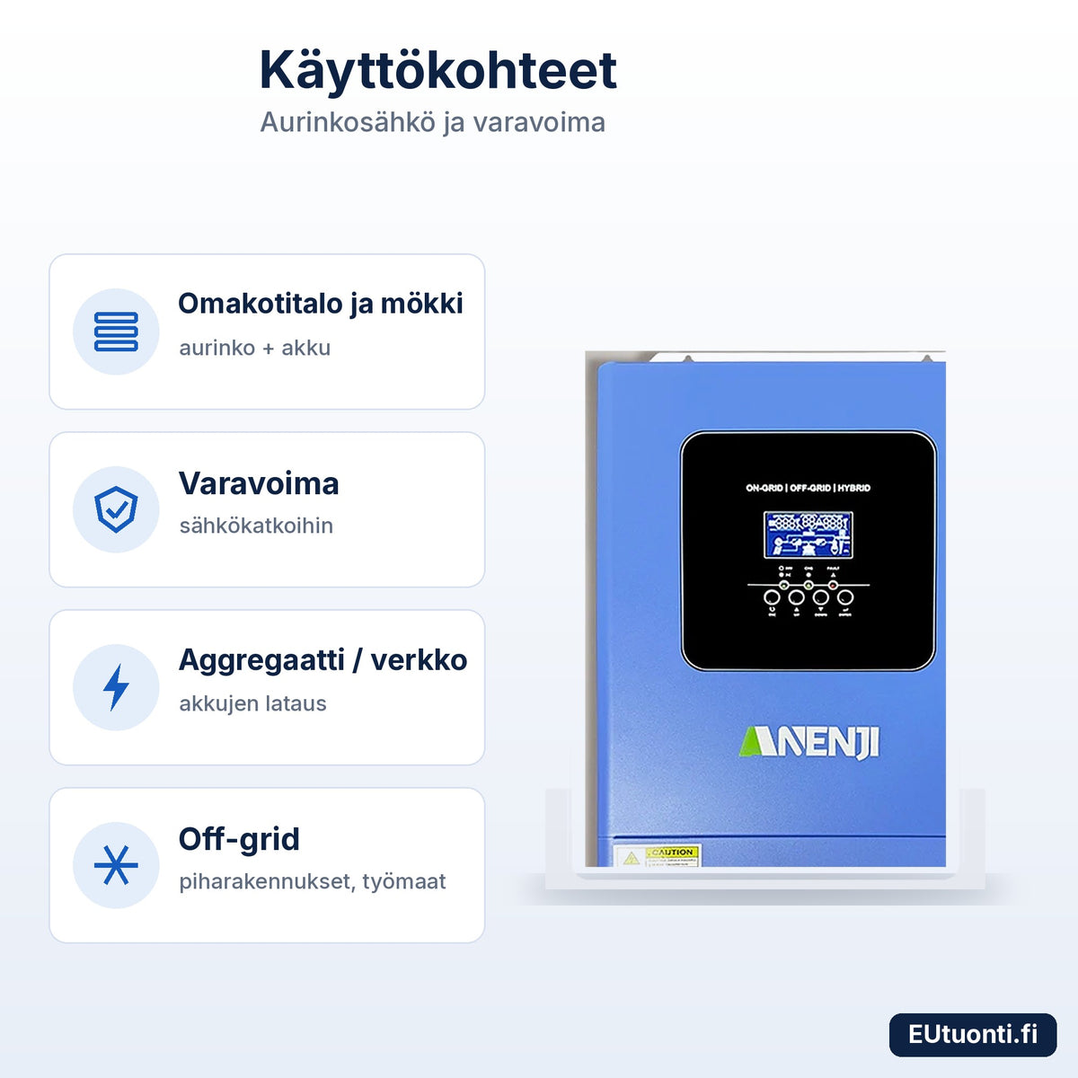 ANENJI hybridi-invertteri 6,2 kW käyttökohteet