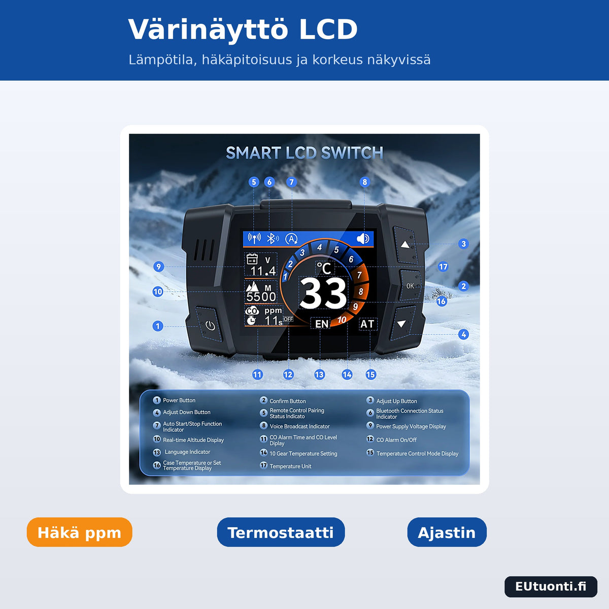 Diesel lisälämmittimen värinäyttö häkäpitoisuudella