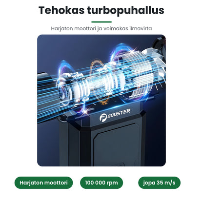 Booster W01 turbopuhaltimen harjaton moottori ja voimakas ilmavirta