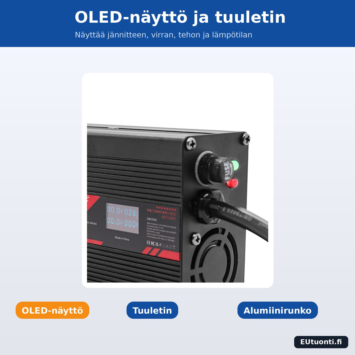 OLED-näyttö ja tuuletin