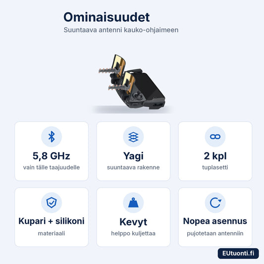Signaalinvahvistimen ominaisuudet: 5,8 GHz, Yagi, 2 kpl, kupari