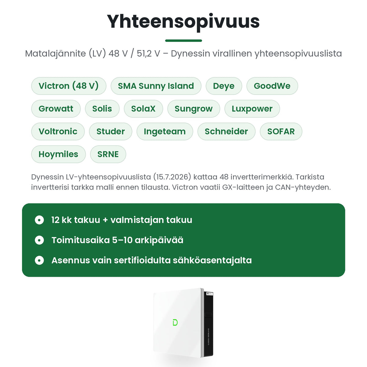 Dyness Powerbox G2 yhteensopivat invertterit