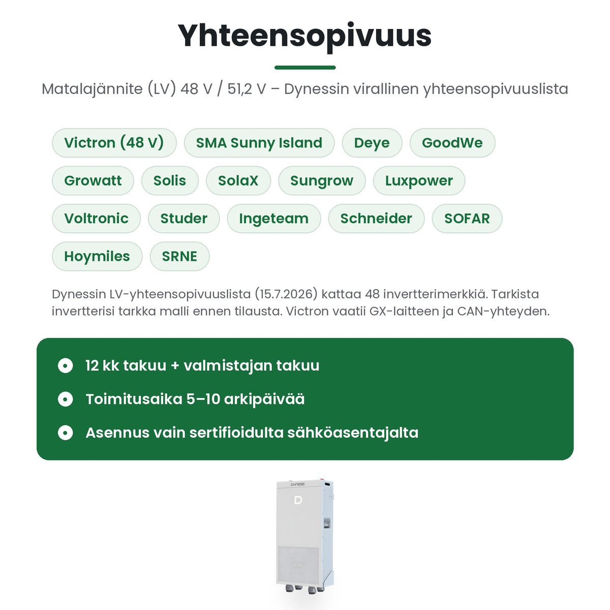 Dyness PowerBrick Plus yhteensopivat invertterit