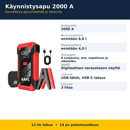 EAFC käynnistysavun tekniset tiedot suomeksi