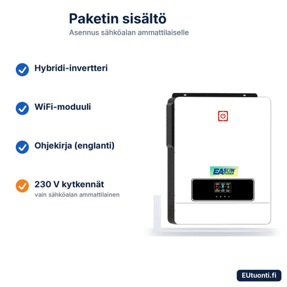 EASUN hybridi-invertteri 10,2 kW paketin sisältö