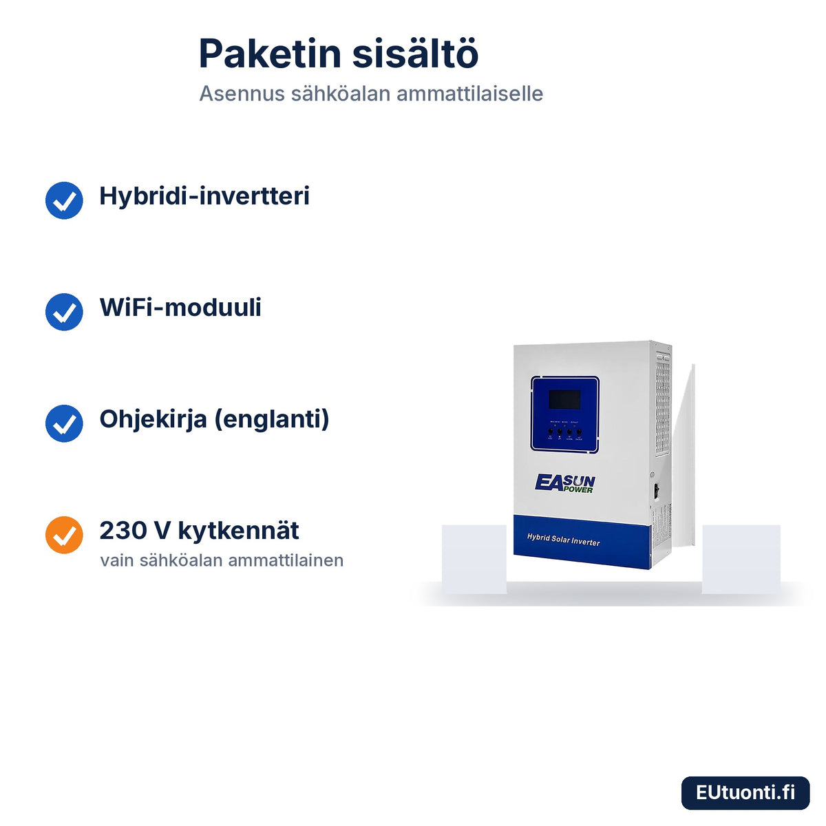 EASUN hybridi-invertteri 4 kW paketin sisältö