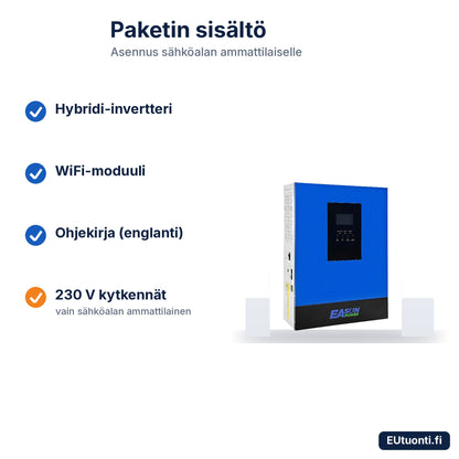 EASUN hybridi-invertteri 6,2 kW paketin sisältö