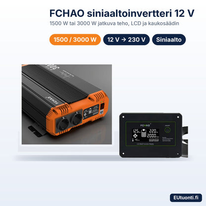 FCHAO siniaaltoinvertteri 12 V ja kaukosäädin