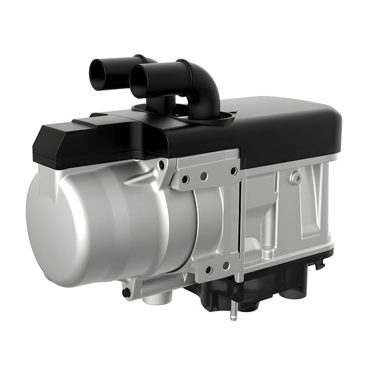 FDIK 5 kW 12 V diesel-lisälämmitin ja vesilämmitin valkoisella taustalla