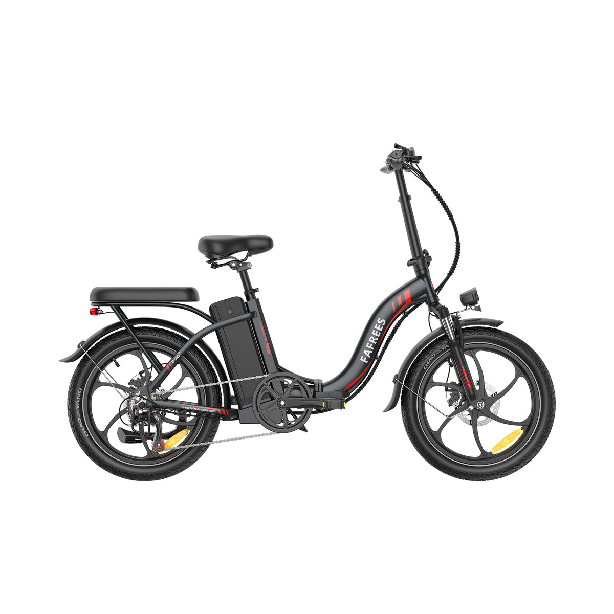 Fafrees F20+ taitettava fatbike, musta studio sivukuva