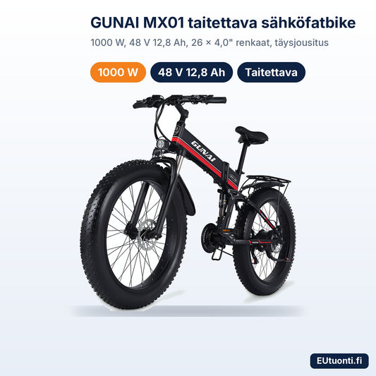 GUNAI MX01 taitettava sähköfatbike punainen