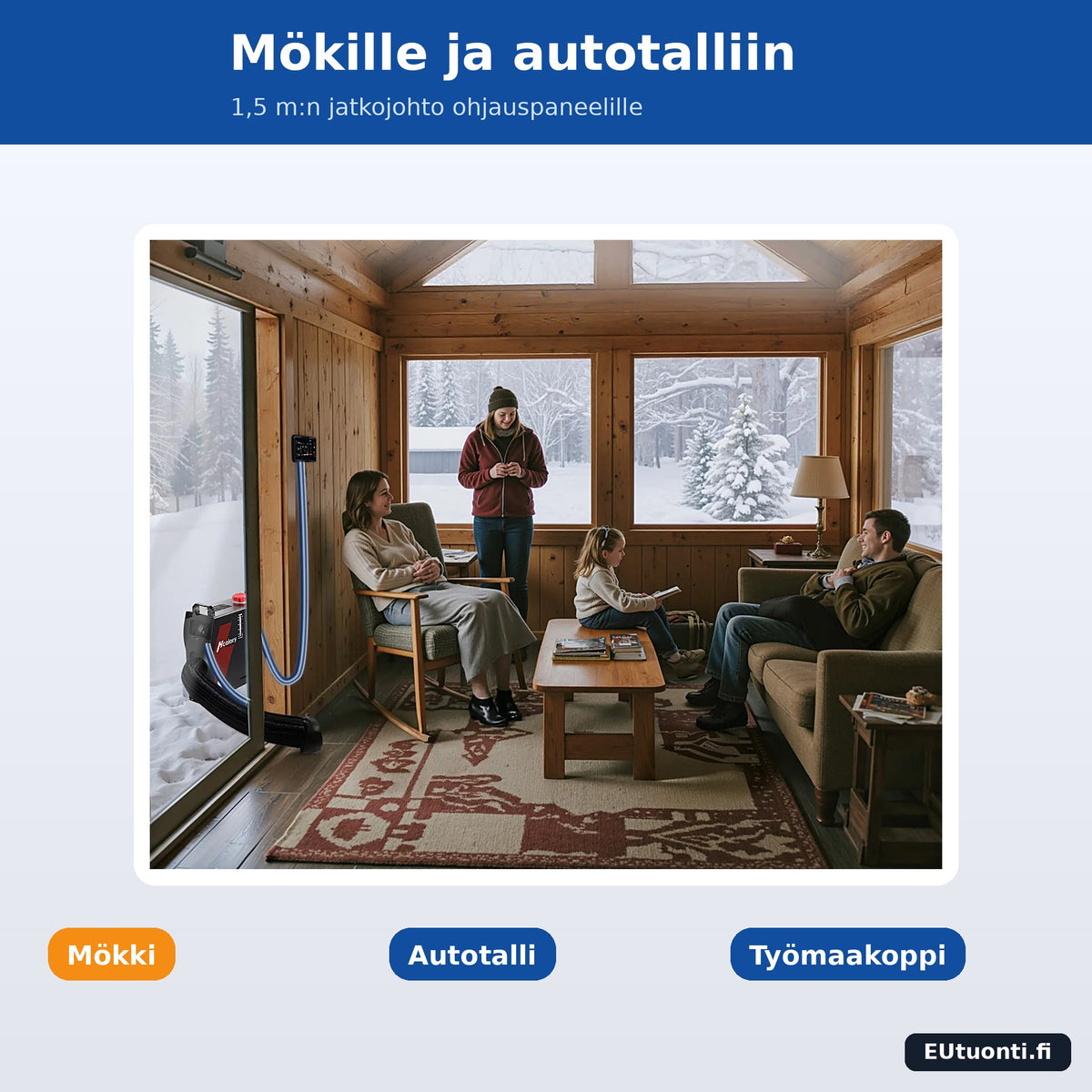 Diesel ilmalämmitin mökille jatkojohdollisella LCD-paneelilla