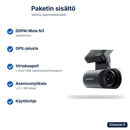 DDPAI Mola N3 paketin sisältö