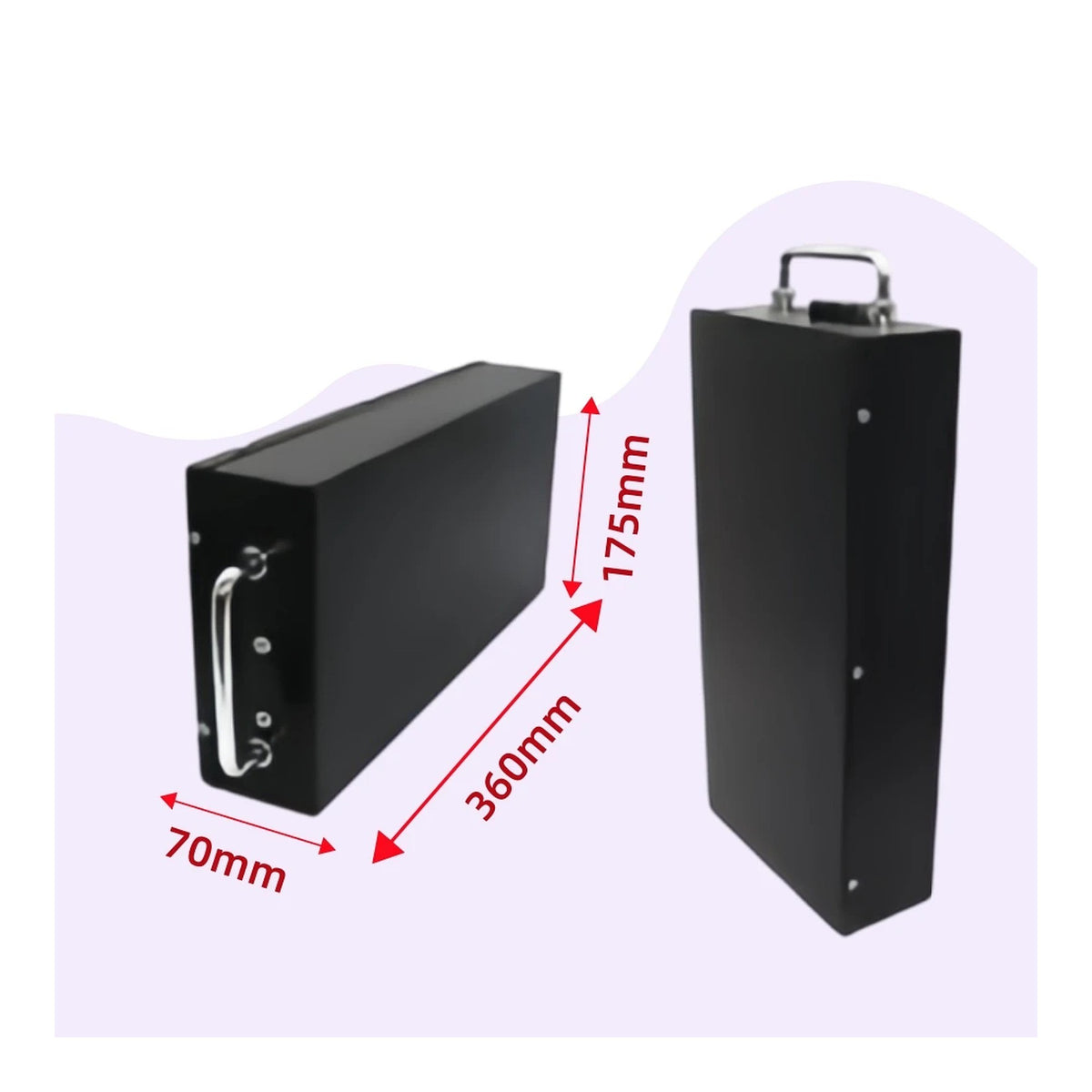 Salkkuakun mitat 70 × 175 × 360 mm