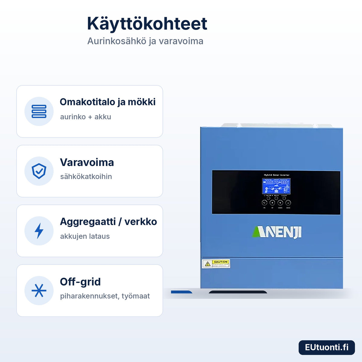 ANENJI hybridi-invertteri 4,2 kW käyttökohteet