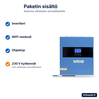 ANENJI hybridi-invertteri 4,2 kW paketin sisältö