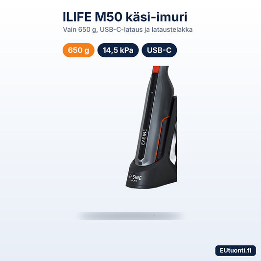 ILIFE M50 käsi-imuri lataustelakassa