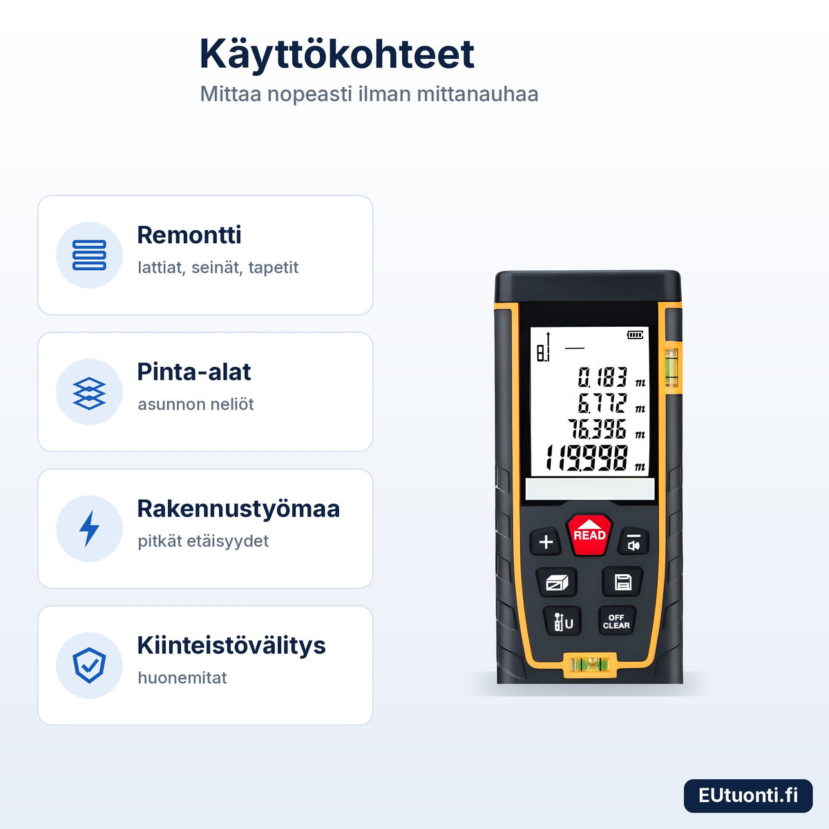 Laser-etäisyysmittarin käyttökohteet