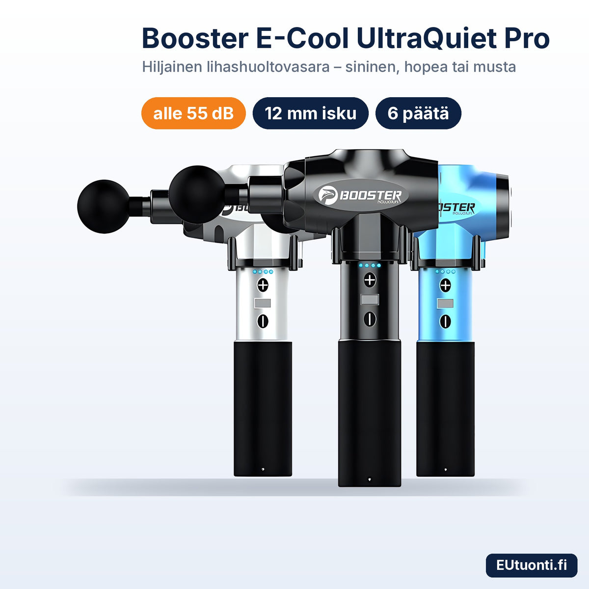 Booster E-Cool UltraQuiet Pro lihashuoltovasara sininen, hopea ja musta