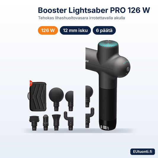 Booster Lightsaber PRO 126 W lihashuoltovasara, 6 hierontapäätä ja säilytyslaukku