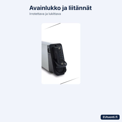 MX1-akun avainlukko ja liitännät