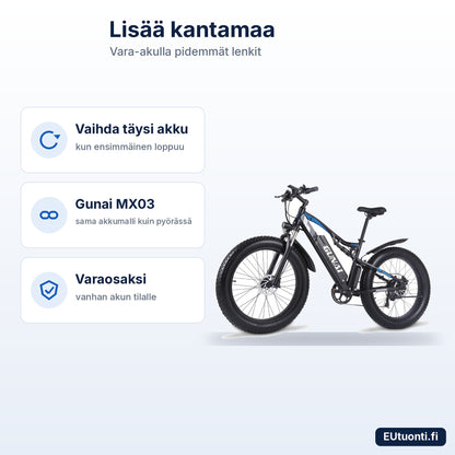 Gunai MX03 -sähköpyörä – lisäakulla enemmän kantamaa