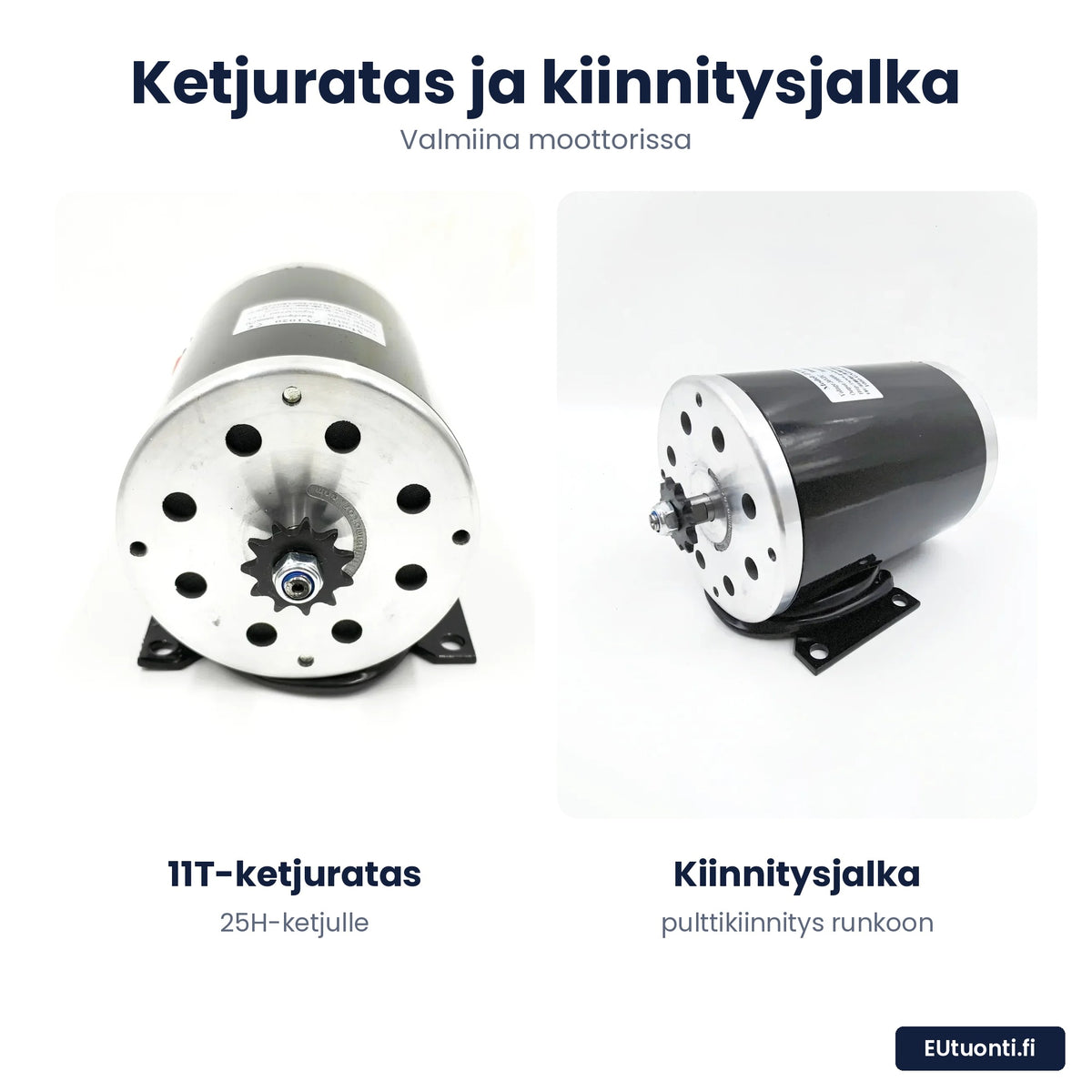 Sähkömoottorin 11T-ketjuratas ja kiinnitysjalka