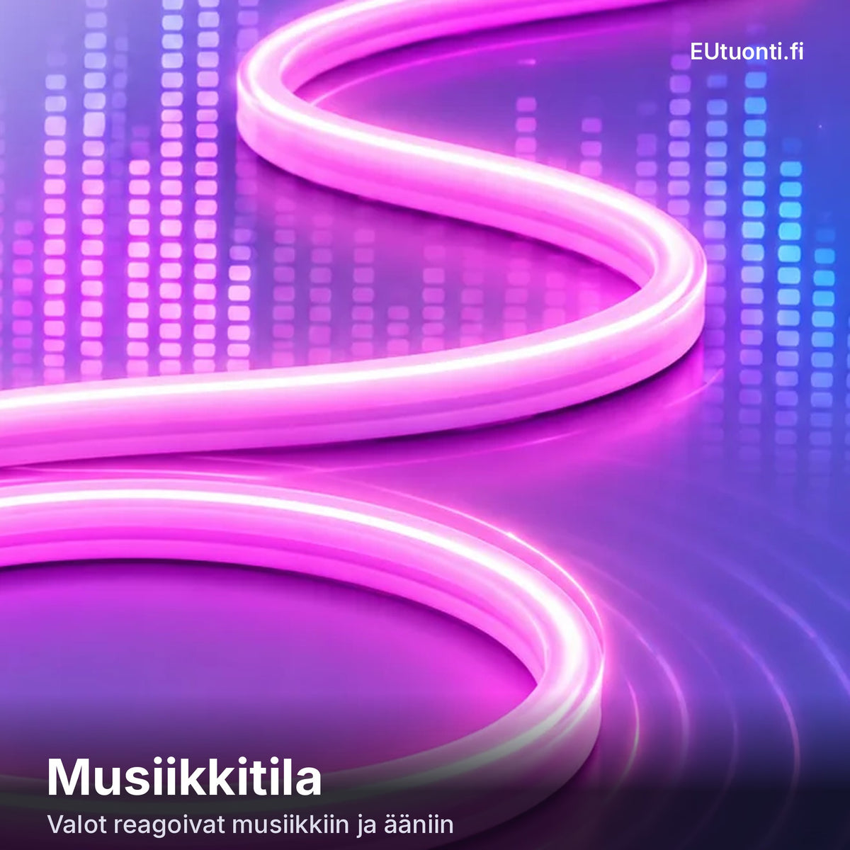 Neon LED-nauha musiikkitilassa, valot reagoivat musiikkiin