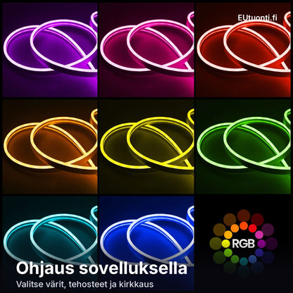 RGB neonnauha eri väreissä, värien valinta sovelluksella