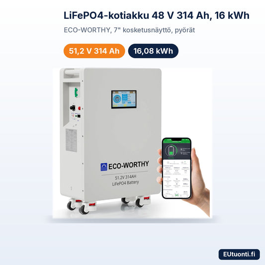 LiFePO4-kotiakku 48 V 314 Ah 16 kWh ECO-WORTHY