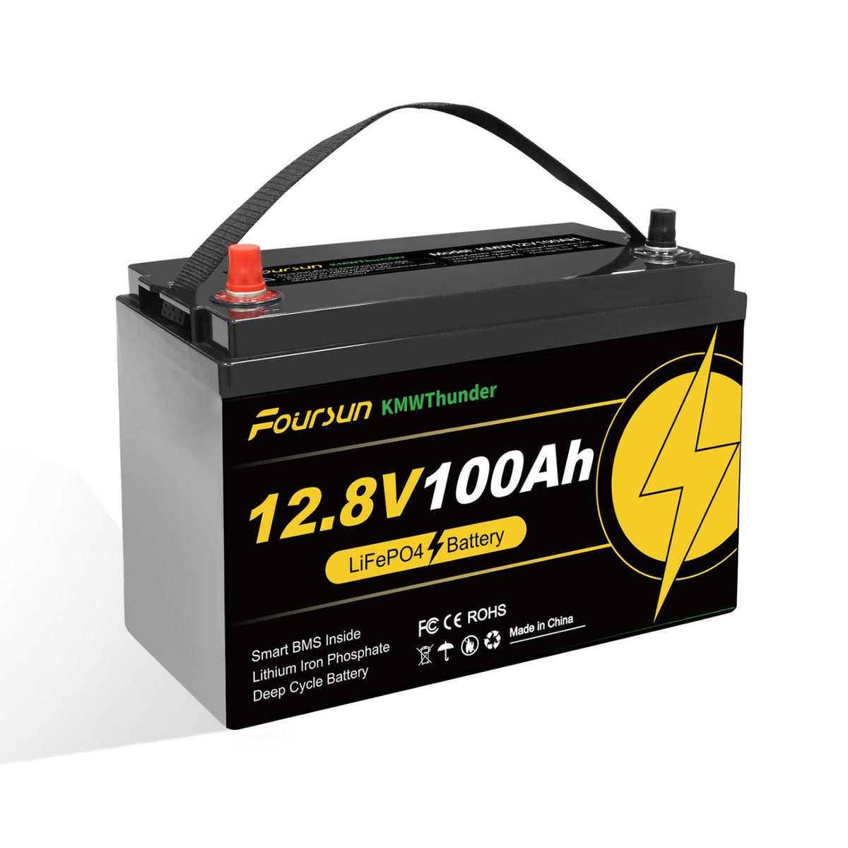 12V 100Ah LiFePO4-akku 1280Wh – Foursun Smart BMS
