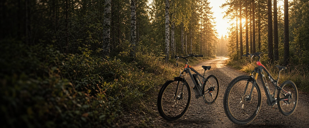 Sähkömaastopyörät metsäpolulla