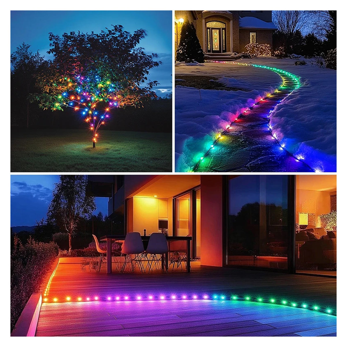 RGB-valot puutarhassa, pihatiellä ja terassilla