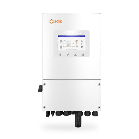 Solis S6-EH1P5K-L-PLUS 5 kW hybridi-invertteri edestä kuvattuna valkoisella taustalla