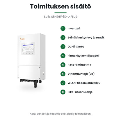Solis S6-EH1P6K-L-PLUS toimituksen sisältö