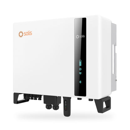 Solis S6-EH3P10K-H-EU 10 kW hybridi-invertteri edestä kuvattuna valkoisella taustalla