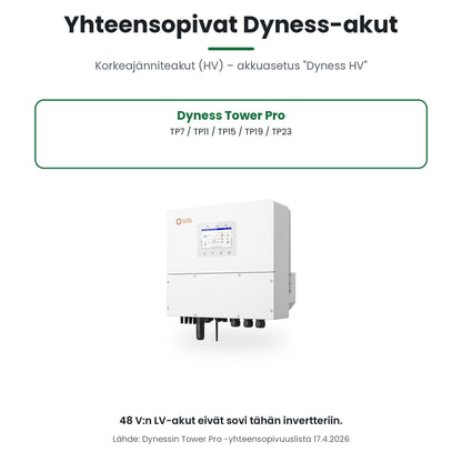 Solis S6-EH3P12K-H kanssa yhteensopivat Dyness Tower Pro HV -akut