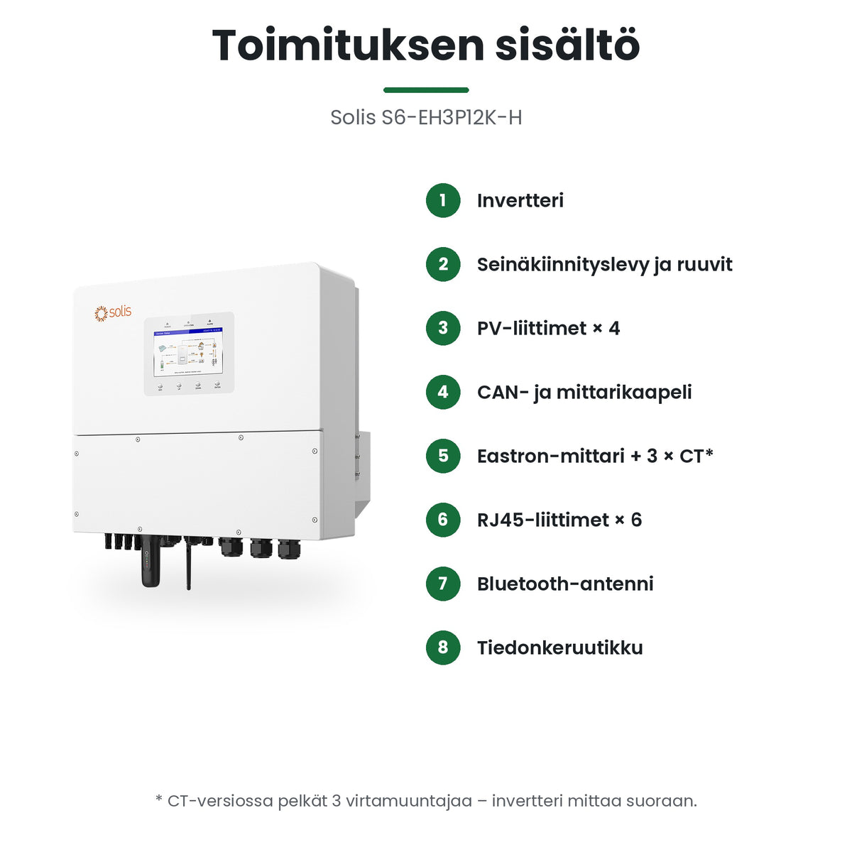 Solis S6-EH3P12K-H toimituksen sisältö